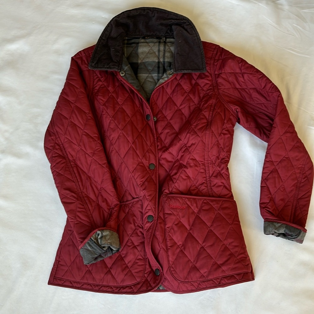 Barbour Red Utility Jacket with Quilted Design